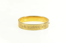 Load image into Gallery viewer, Gold Filled Squared Floral Pattern Engraved Bangle Bracelet 7&quot;