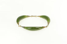 Load image into Gallery viewer, Gold Filled Retro Graduated Carved Nephrite Statement Bracelet 7&quot;