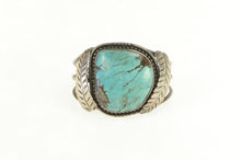 Load image into Gallery viewer, Sterling Silver Ornate Turquoise Leaf Feather Native American Bracelet 6&quot;