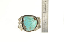 Load image into Gallery viewer, Sterling Silver Ornate Turquoise Leaf Feather Native American Bracelet 6&quot;
