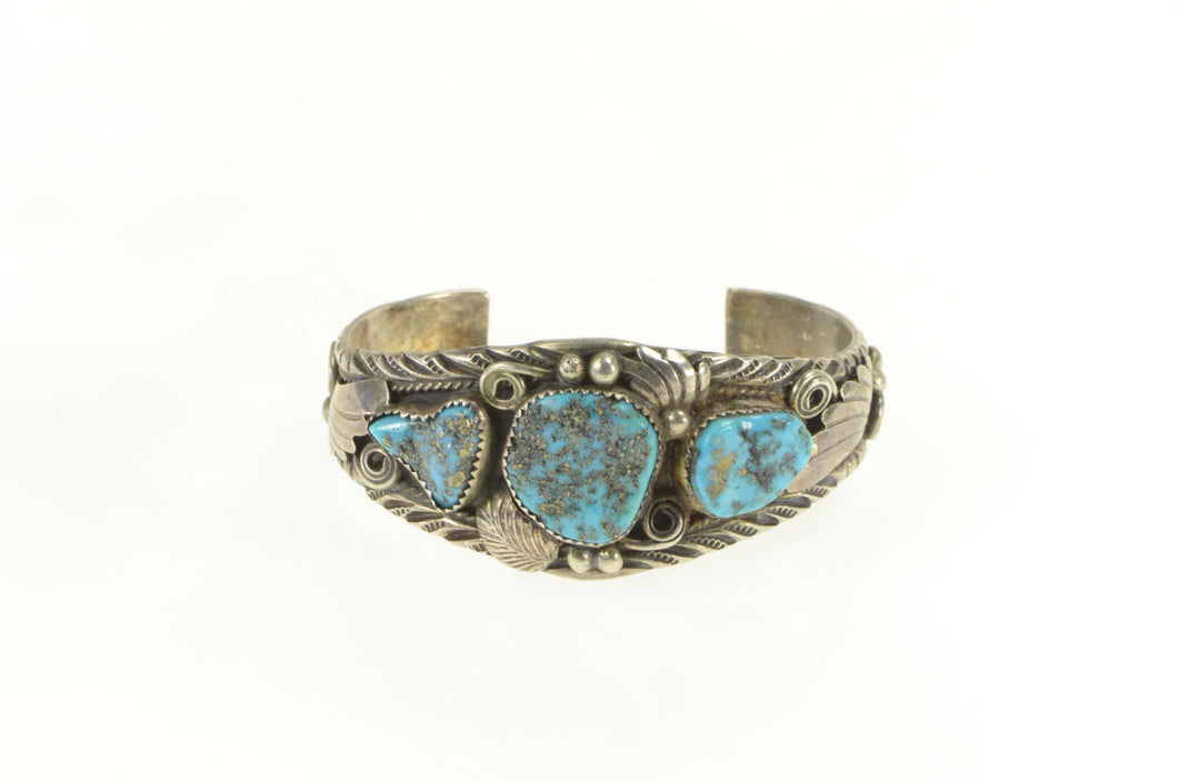 Sterling Silver Gilbert Adeky Turquoise Navajo Native American Bracelet 6.5