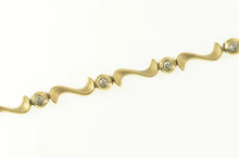Load image into Gallery viewer, Gold Filled Wavy Link Satin Finish Cubic Zirconia Tennis Bracelet 8.25&quot;
