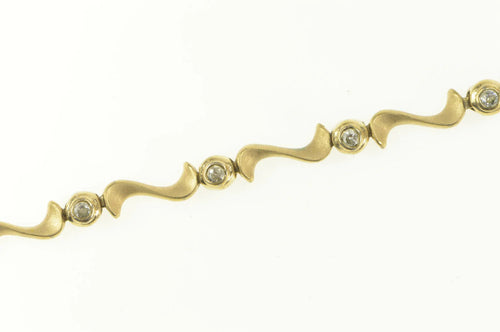 Gold Filled Wavy Link Satin Finish Cubic Zirconia Tennis Bracelet 8.25