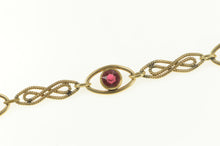 Load image into Gallery viewer, Gold Filled Ornate Retro Sim. Ruby Ornate Twist Link Bracelet 7.5&quot;