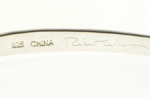 Sterling Silver Hammered Designer Asymmetrical Bangle Bracelet 8"