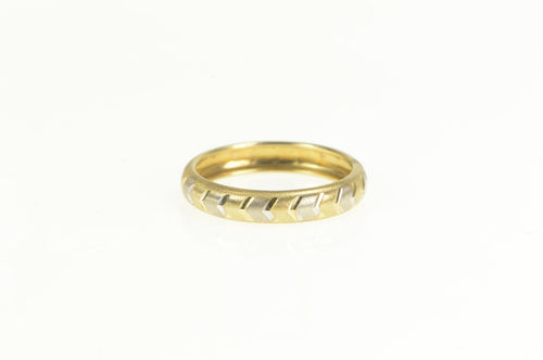 10K Two Tone Chevron Grooved Pattern Band Ring Yellow Gold