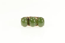 Load image into Gallery viewer, Gold Filled 1940&#39;s Oval Nephrite Three Stone Statement Ring