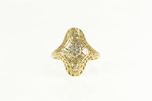 Load image into Gallery viewer, 14K Art Deco Diamond Ornate Filigree Promise Ring Yellow Gold