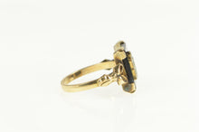 Load image into Gallery viewer, Gold Filled Art Deco Enamel R Monogram Sparrow Moon Ring