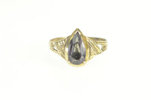 Load image into Gallery viewer, Gold Filled Pear Amethyst Art Deco Leaf Engraved Ring