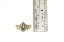 Load image into Gallery viewer, Gold Filled Pear Amethyst Art Deco Leaf Engraved Ring
