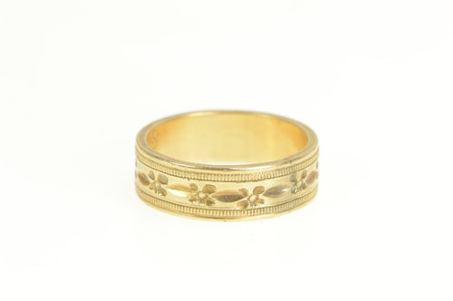 Gold Filled Art Deco Orange Blossom Pattern Wedding Band Ring