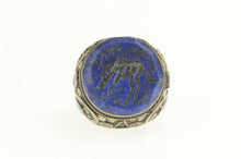 Load image into Gallery viewer, Sterling Silver Lapis Lazuli Carved Horse Massive Statement Ring