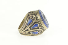 Load image into Gallery viewer, Sterling Silver Lapis Lazuli Carved Horse Massive Statement Ring