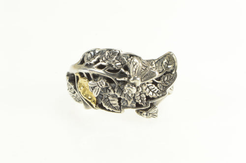 Sterling Silver Samuel B Honey Bee Nature 18k Gold Leaf Ring