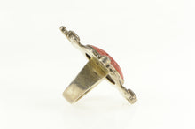 Load image into Gallery viewer, Sterling Silver Ornate Buddhist Yin Yang Cinnabar Cocktail Ring