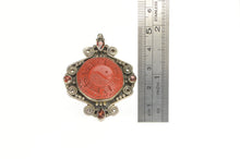 Load image into Gallery viewer, Sterling Silver Ornate Buddhist Yin Yang Cinnabar Cocktail Ring