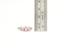 Load image into Gallery viewer, 10K Three Stone Oval Pink Sapphire Statement Ring White Gold