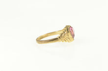 Load image into Gallery viewer, Gold Filled Victorian Syn. Pink Sapphire Heart Floral Ring