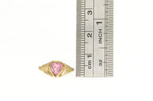 Load image into Gallery viewer, Gold Filled Victorian Syn. Pink Sapphire Heart Floral Ring
