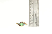 Load image into Gallery viewer, 14K Victorian Natural Emerald Turquoise Bypass Ring Yellow Gold