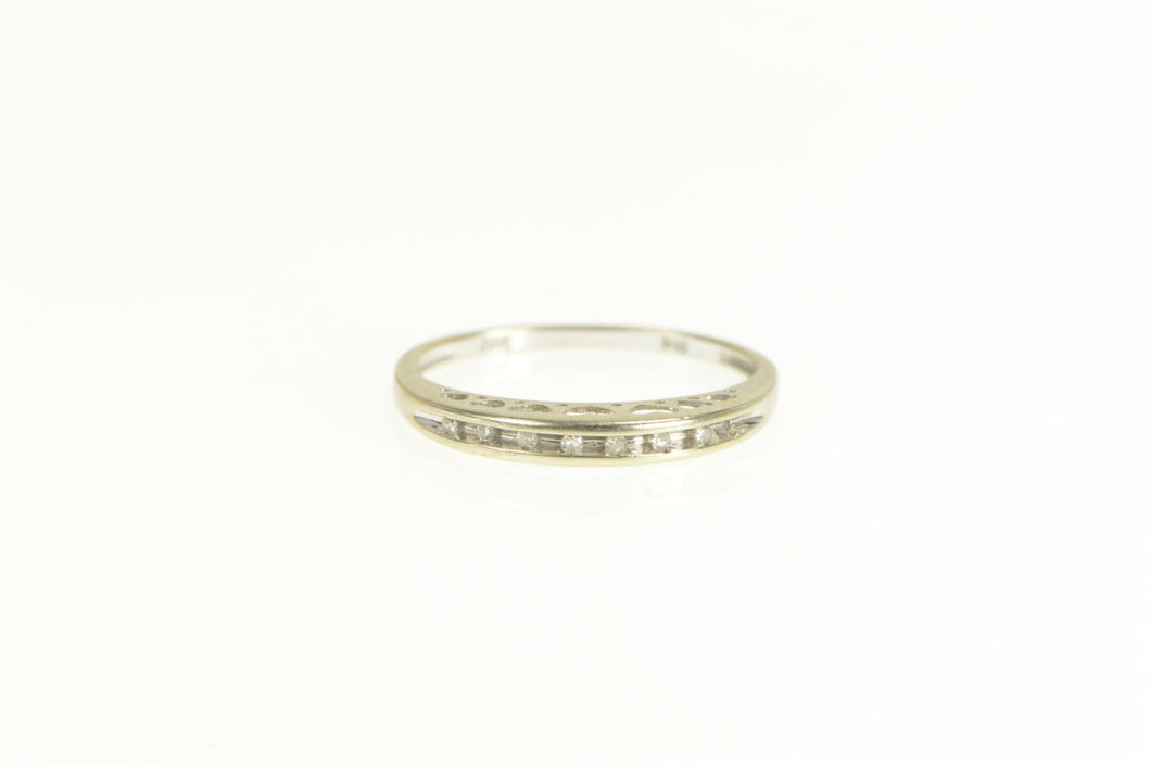 10K Diamond Wedding Band Heart Cut Out Ring White Gold