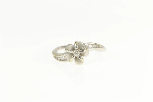 14K 0.25 Ctw Diamond Plumeria Flower Promise Ring White Gold