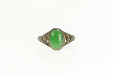 Load image into Gallery viewer, Gold Filled Oval Nephrite Ornate Patterned Statement Ring