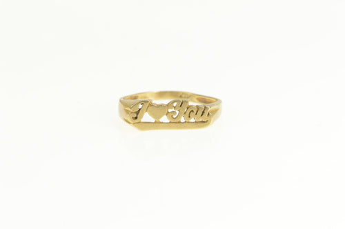 10K I Love You Cursive Word Cursive Reminder Ring Yellow Gold