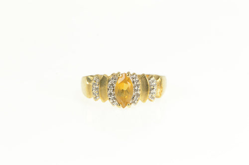 10K Marquise Citrine Diamond Accent Statement Ring Yellow Gold