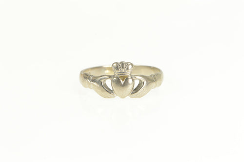 14K Claddagh Celtic Traditional Irish Loyalty Ring White Gold