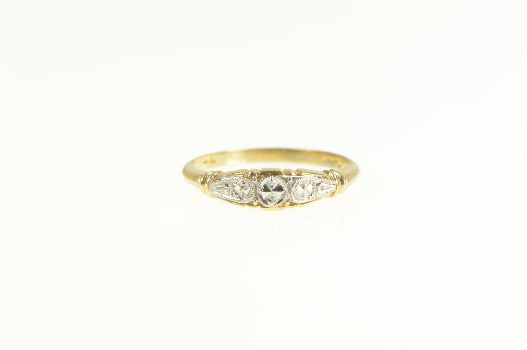 14K Two Tone 1940's Ornate Wedding Band Ring Yellow Gold