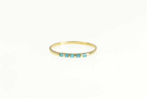 14K Turquoise Inlay Stackable Statement Band Ring Yellow Gold