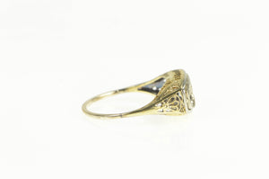 14K Art Deco Filigree Engagement Setting Ring Yellow Gold