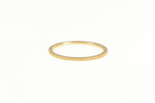 14K 0.9mm Grooved Ridged Stackable Band Ring Yellow Gold