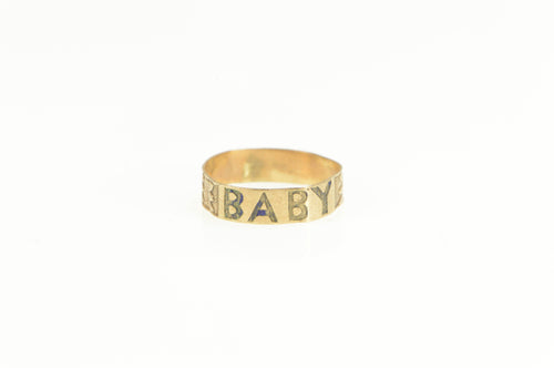 10K Victorian Floral Pattern Baby Band Child's Ring Yellow Gold