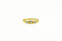 Load image into Gallery viewer, 14K Victorian Seed Pearl Turquoise Child&#39;s Baby Ring Yellow Gold