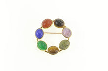 Load image into Gallery viewer, Gold Filled 1960&#39;s Egyptian Scarab Carved Stone Circle Pin/Brooch