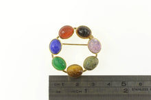 Load image into Gallery viewer, Gold Filled 1960&#39;s Egyptian Scarab Carved Stone Circle Pin/Brooch