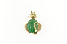 Load image into Gallery viewer, Gold Filled Cat Carved Green Chalcedony Scarab Retro Pin/Brooch