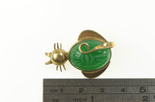 Load image into Gallery viewer, Gold Filled Cat Carved Green Chalcedony Scarab Retro Pin/Brooch