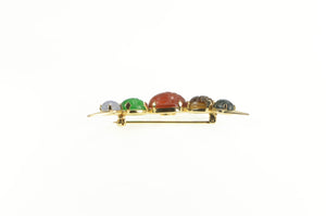 Gold Filled Carved Egyptian Scarab Beetle Crescent Moon Pin/Brooch