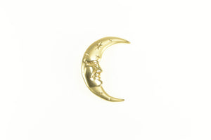 14K Crescent Moon Face Celestial Astrology Pin/Brooch Yellow Gold