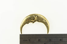 Load image into Gallery viewer, 14K Crescent Moon Face Celestial Astrology Pin/Brooch Yellow Gold