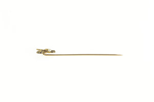14K Victorian Dragon Seed Pearl Unique Elaborate Stick Pin Yellow Gold