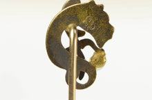 Load image into Gallery viewer, 14K Victorian Dragon Seed Pearl Unique Elaborate Stick Pin Yellow Gold