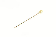 Load image into Gallery viewer, 14K Victorian Pearl Diamond Accent Classic Stick Pin Yellow Gold