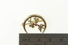 Load image into Gallery viewer, 14K Victorian Seed Pearl Sparrow Moon Flower Pin/Brooch Yellow Gold