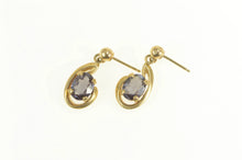 Load image into Gallery viewer, 14K Oval Smoky Quartz Swirl Drop Dangle Earrings Yellow Gold