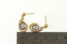 Load image into Gallery viewer, 14K Oval Smoky Quartz Swirl Drop Dangle Earrings Yellow Gold